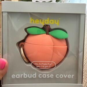 heyday Peach AirPods Pro Case Cover - Coral Peach with Green Leaves NEW!!!